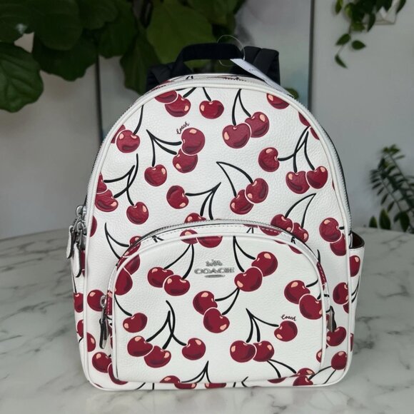 COACH Court Backpack Cherry Print Silver Red Multi-Leather main image 8